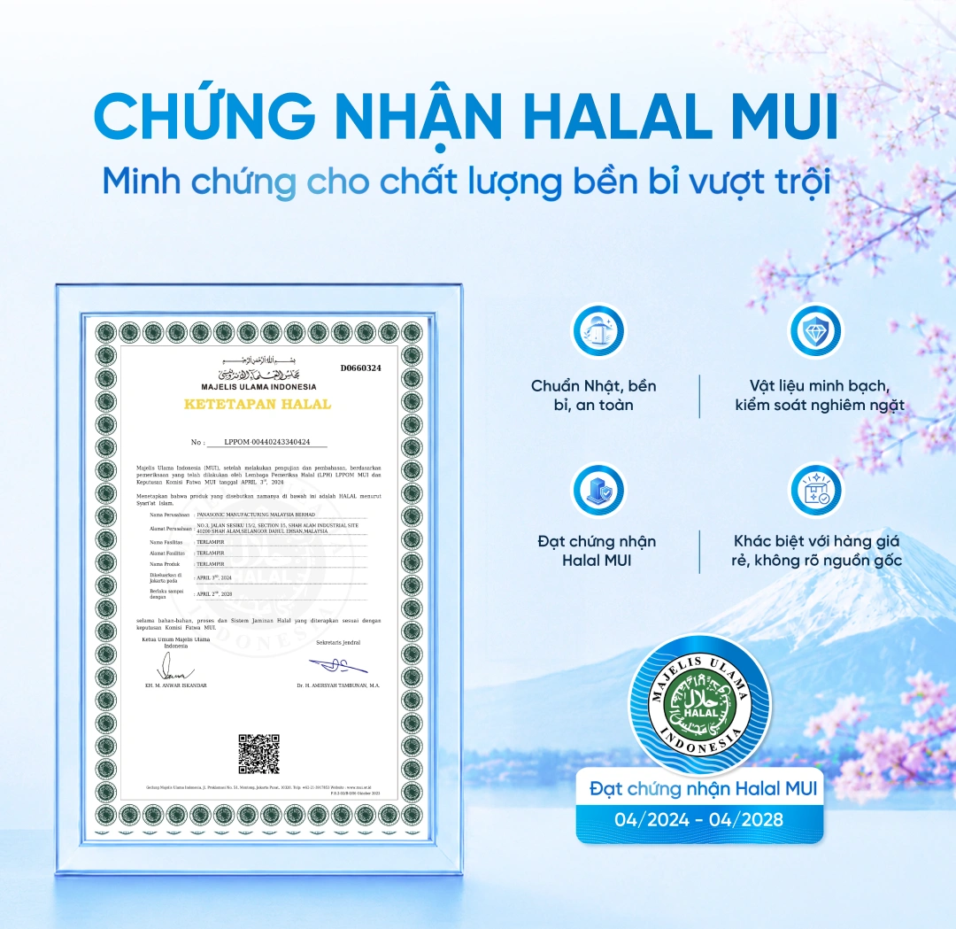 Hệ thống lọc tổng Panasonic Complex Master Series FP-15AA1 đạt chứng nhận HALAL MUI Indonesia