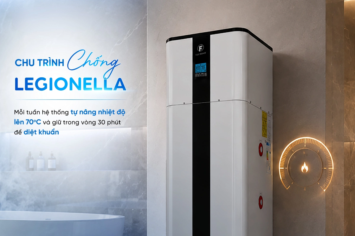 Máy bơm nhiệt heat pump Fuji Smart H800 trang bị chu trình chống nhiễm khuẩn nước