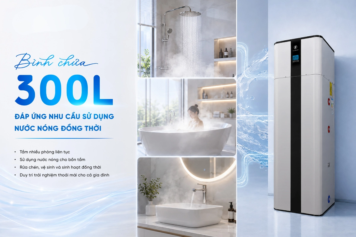 Máy bơm nhiệt heat pump Fuji Smart H800 dung tích 300 lít