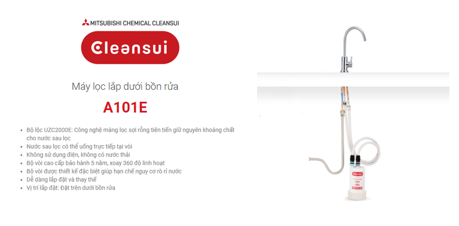 Máy lọc nước ion kiềm tại vòi Mitsubishi Cleansui A101E