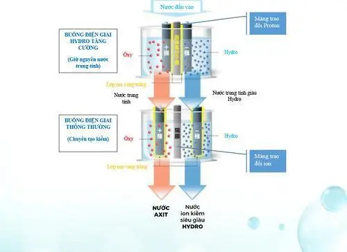 Công nghệ điện phân kép tạo nước ion kiềm giàu hydro