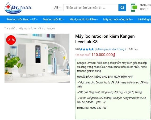 giá bán máy K8 tại dr nước