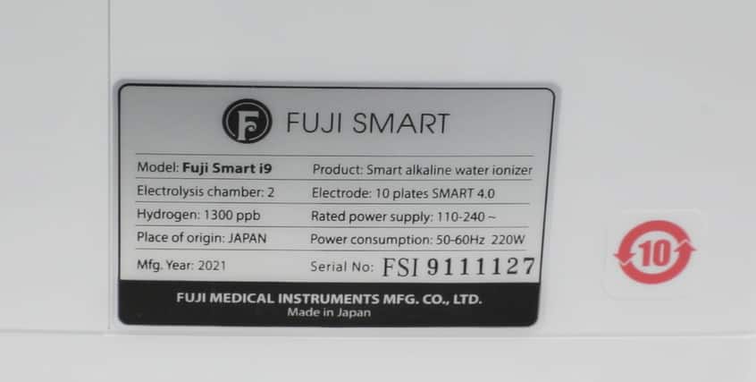nồng độ Hydro mà máy Fuji Smart i9 tạo ra