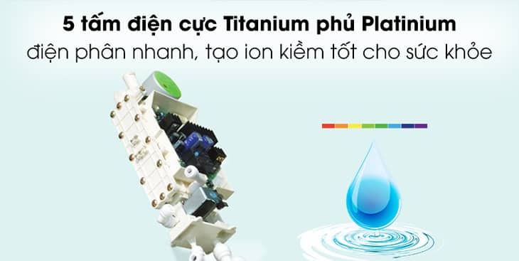 Máy lọc nước ion kiềm iONPIA 5250 sở hữu 5 tấm điện cực Titan phủ Platinum
