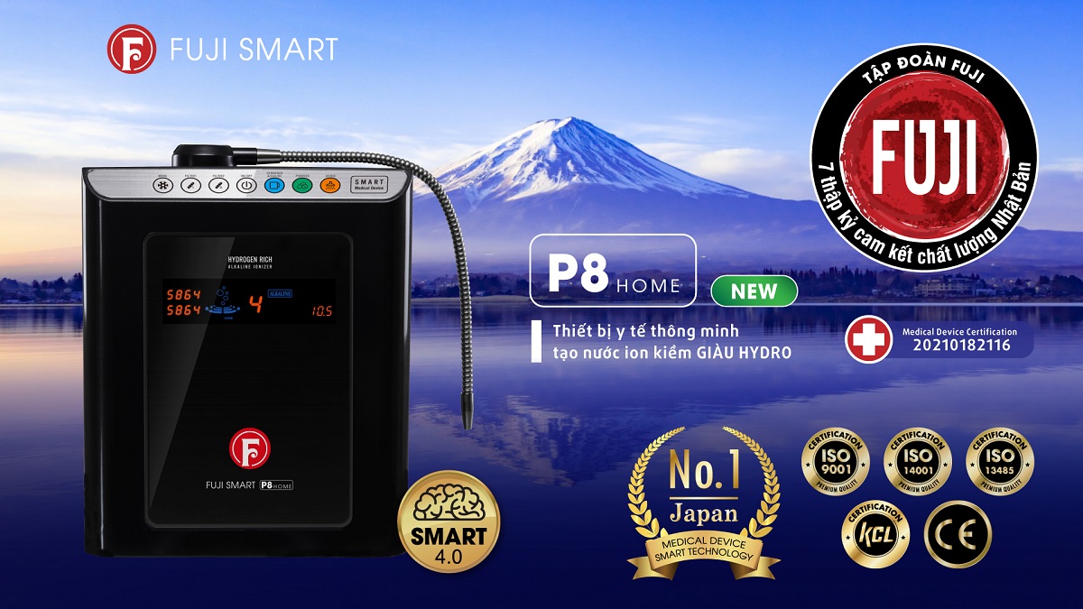 Máy lọc nước ion kiềm Fuji Smart P8 Home được công nhận chất lượng
