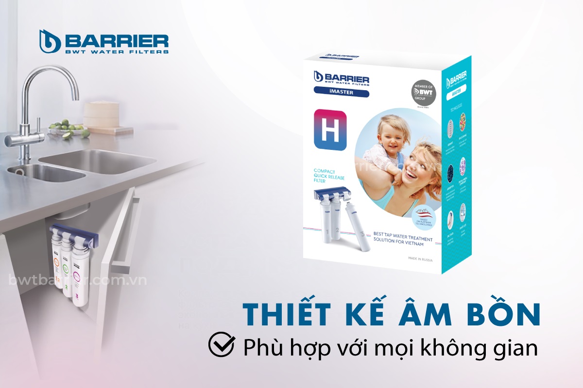 máy lọc nước BWT Barrier iMaster H thiết kế âm bồn tiết kiệm không gian