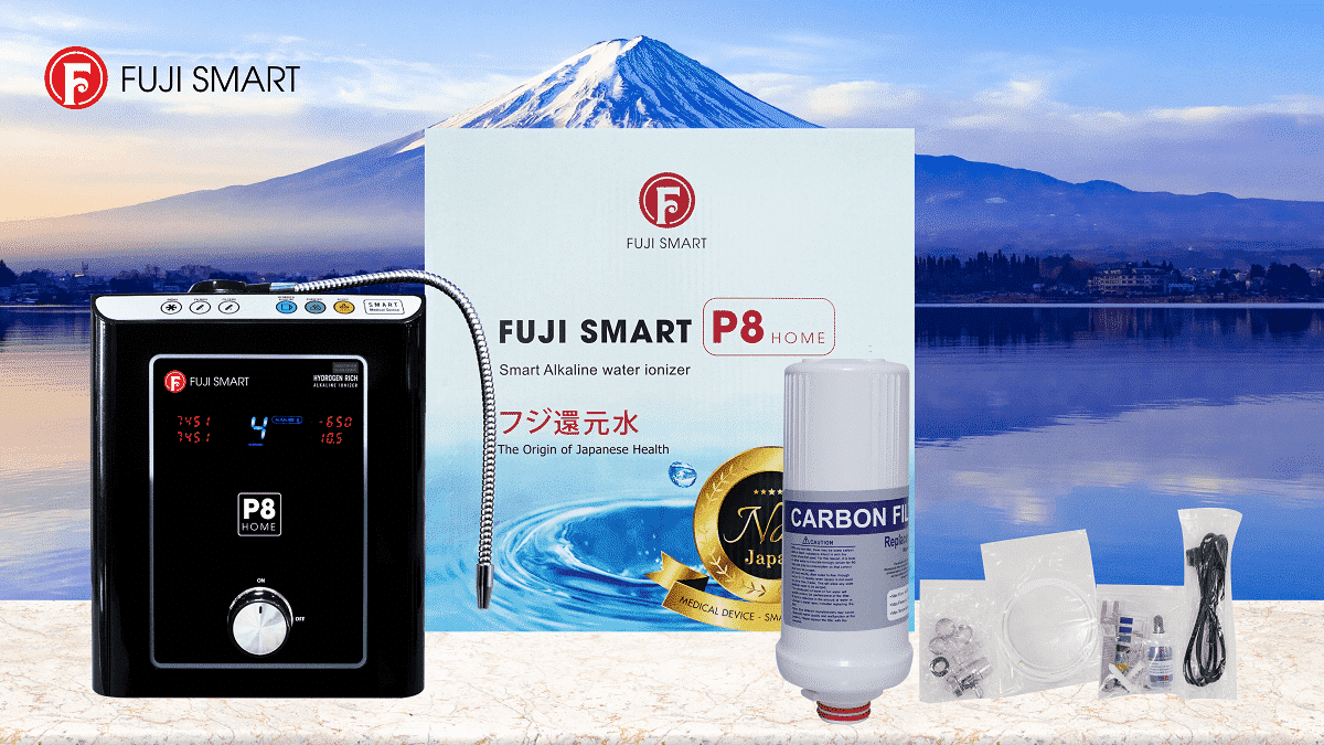 Máy lọc nước ion kiềm Fuji Smart P8 Home cùng phụ kiện