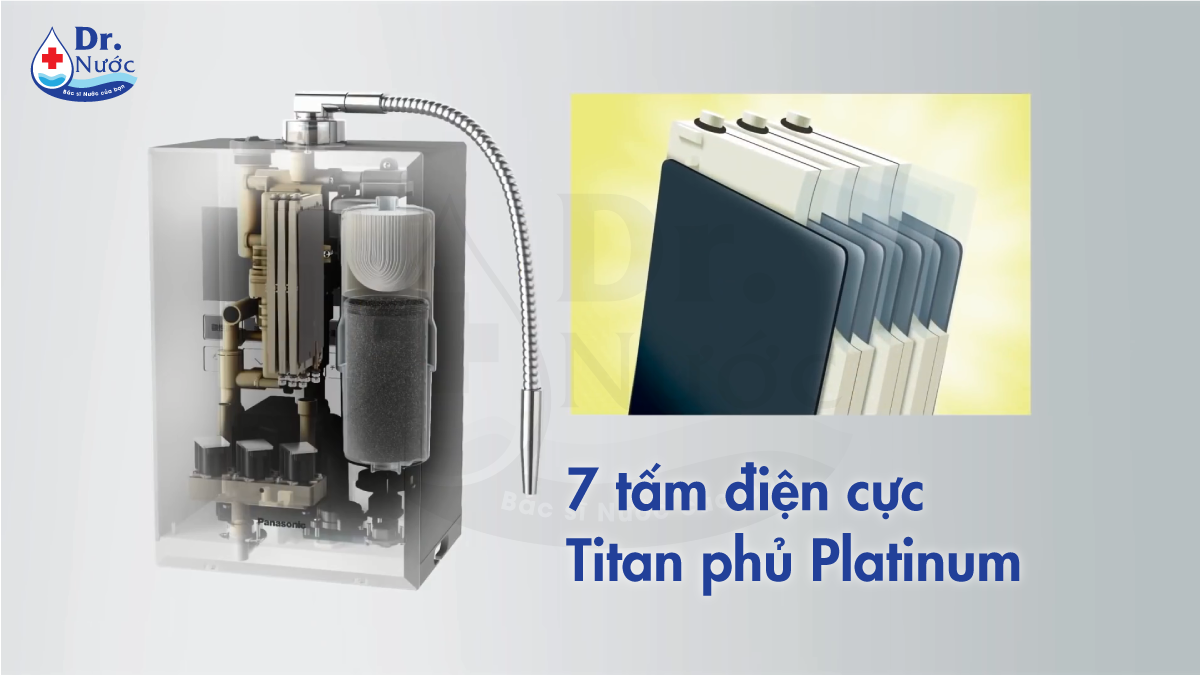 Công nghệ điện phân chính thống Nhật Bản với 7 tấm điện cực nguyên khối Titan phủ Platinum quý giá