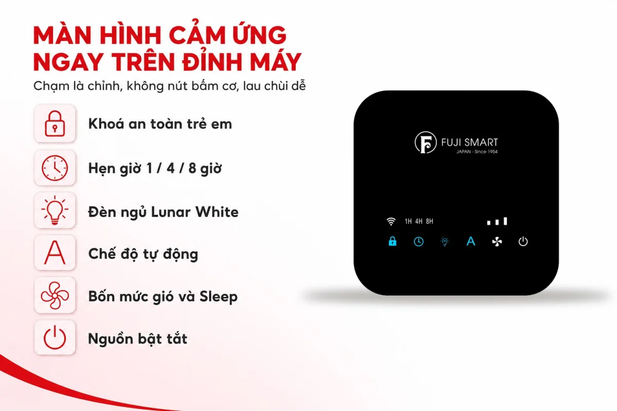 Màn hình cảm ứng trên mặt trên máy lọc không khí FUJI SMART AX-M14000